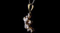 Pendentif en diamant de laboratoire en forme de poire, plaqué or 14 carats et rhodium, avec boucles d'oreilles assorties |   Bijoux de mariage et de fête au design en cluster