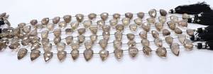 Perles de quartz fumé naturel facettées en forme de triangle 8x11-9x13 MM, perles de pierres précieuses en forme de nœud de 8 pouces, perles fantaisie en quartz fumé - Product Image 4