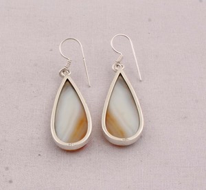 925 <b>Sterling</b> <b>Silver</b> Montana Agate <b>Earrings</b> Natural Gemstone Teardrop <b>Dangle</b> <b>Earrings</b> Handmade Jewelry for Women Wholesaler - Product Image 5
