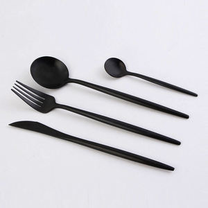 Ensemble de couverts en acier inoxydable noir mat Royal Portugal pour restaurant, mariage, collection de vaisselle - Product Image 1