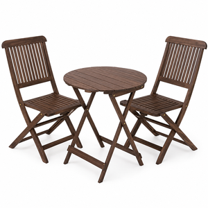 Solid Teak Wood Outdoor Bistro Set <b>Folding</b> <b>Table</b> and Chairs for Garden Patio Resort Villa - Product Image 3