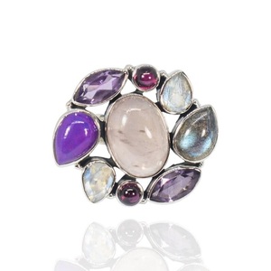 925 Sterling Silver Multi Gemstone <b>Ring</b> Handmade <b>Dainty</b> Statement Jewelry Unique Gift for Women - Product Image 1