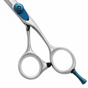 Ciseaux de coiffure professionnels de qualité supérieure en acier inoxydable, cisailles de salon de barbier avec vis réglable bleue - Product Image 6