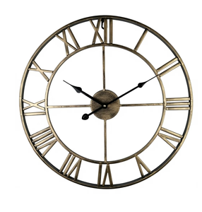 Modern Geometric Black Metal Roman Numeral <b>Table</b> <b>Clock</b> with Gold Hands, Decorative Industrial Desk <b>Clock</b> - Product Image 4