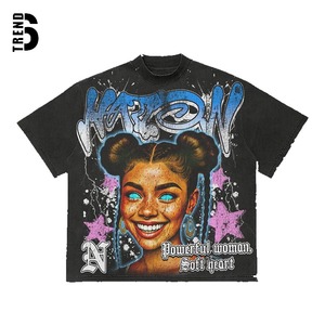 Nueva Camiseta Oversize para Mujer, Cuello Redondo, Manga Corta, Lentejuelas, Estampado de Ojos Personalizado, Corte Holgado, 100% Algodón, Ligera, Tejido Jersey Ecológico - Product Image 3