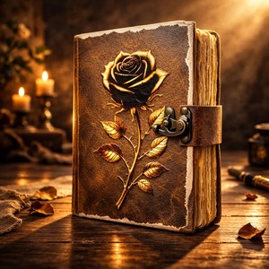 Rose Embossed <b>Leather</b> Journal Brown Floral <b>Diary</b> with Metal Clasp Closure - Product Image 2
