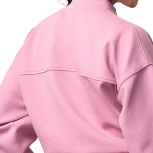 เสื้อแจ็คเก็ตบอมเบอร์สีชมพูอ่อนแบบครอปสำหรับผู้หญิง ซิปเต็มตัว น้ำหนักเบา สวมใส่สบาย แฟชั่นลำลอง เสื้อคลุมแขนยาว สตรีทแวร์ สวมซ้อนกันได้ - Product Image 5