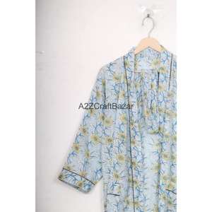 Kimono 100% Algodón con Estampado Floral, Ligero, para Verano, Spa, Baño, Estilo Casual, Largo hasta la Rodilla, para Dormir, Playa, Bikini - Product Image 3