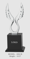 Trophée Ailé Thème Sportif Écologique Gravure UV Finition Or Argent Bronze Base Métallique 10,5 Pouces Placement du Logo