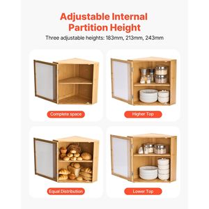 Contenitore per Pane ad Angolo a Doppio Strato, Grande Capacità, in Bambù, Stile Rustico, Scatola per Pane in Legno - Product Image 3