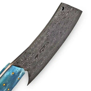 Couteau de chef Burraq de qualité industrielle, OEM, fait main en acier Damas, multifonctionnel, motif goutte de pluie, avec étui en cuir - Product Image 3