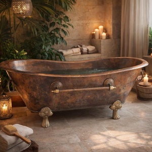 Baignoire en cuivre, baignoire autoportante en cuivre, baignoire à pattes en cuivre, baignoire de trempage en cuivre, salle de bain en cuivre - Product Image 5