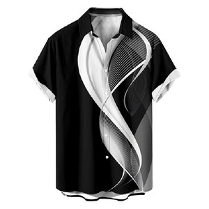 Tenues de vacances assorties imprimées par sublimation pour couple, vêtements de plage décontractés amples, chemise hawaïenne pour homme et robe cami assortie pour femme - Product Image 2