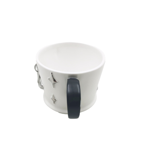 Taza de Agua de Cerámica Moderna Minimalista con Contraste de Color, Taza de Espresso con Estrella y Luna Plateadas en 3D - Product Image 3