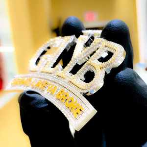 Colgante de Letra Inicial con Corona Clásica de Diamantes en Plata de Ley Chapada en Oro Rosa de 14K para Niños, Bodas y Fiestas - Product Image 4