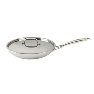 Premium Quality Stainless Steel Fry <b>Pan</b> with Lid Compatible Skillet Grade Steel Frying <b>Pan</b> for Home and Commercial Kitchen Use - Product Image 1