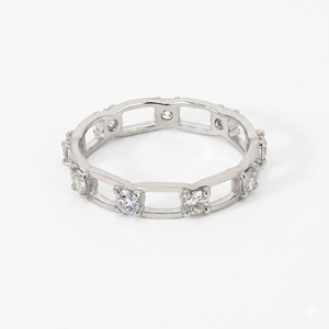 Anillo de cadena VBSR-48 de 0.54CT con diamantes cultivados en laboratorio, banda de eternidad completa de platino macizo 950, listo para enviar, para uso diario - Product Image 3
