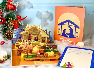 Tarjeta de Felicitación Navideña 3D Pop-Up con Escena de la Natividad, Impresión Digital en Papel, Laminado Brillante - Product Image 3