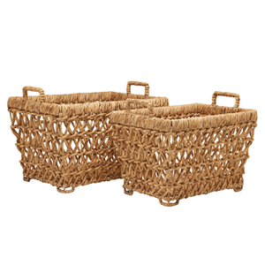 Natural Handwoven Water Hyacinth <b>Foldable</b> Storage <b>Basket</b> With Handle, Wholesale Wicker Closet Organizer Box Vietnam - Product Image 3