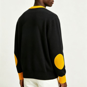 Suéter Cárdigan Universitario para Hombre y Mujer, Cárdigan Negro de Punto con Ribete Amarillo, Cierre de Botones, Manga Larga, Suéter de Otoño - Product Image 3