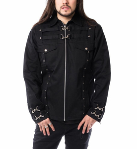 Abrigo largo gótico negro de cuero PU para hombre, disfraz de Halloween - Product Image 6