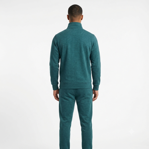 <b>Men</b> Solid Color Full Zip Tracksuit Stand Collar Cotton Casual Wear Autumn Regular Fit Side Pockets Midweight Jacket Pants Set - Product Image 2