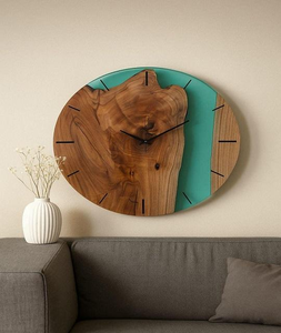 Horloge murale en bois et résine époxy moderne de haute qualité, design créatif, décoration d'intérieur, mobilier japonais, décoration de maison de luxe - Product Image 1