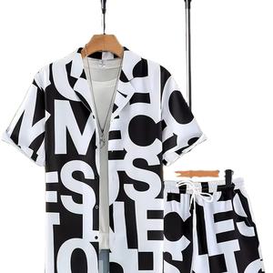 กางเกงขาสั้นกลางแจ้งสำหรับผู้ชายเสื้อเชิ้ตลำลองฤดูร้อนสำหรับทุกวันชุดเสื้อแขนสั้นและกางเกงขาสั้นชายหาดพิมพ์ลายแฟชั่น - Product Image 3