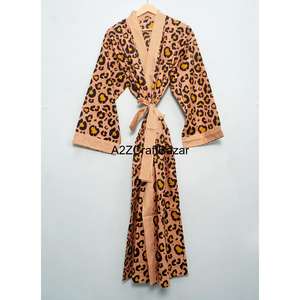 Kimono 100% Algodón Puro con Estampado Floral para Mujer, Ropa de Dormir de Verano, Bata Casual para la Playa o la Noche - Product Image 3