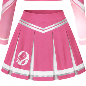 Pink <b>White</b> Sublimated Cheer <b>Long</b> Sleeve Uniform Set Pleated <b>Skirt</b> Team Athletic Sportswear Training Practice Performance - Product Image 5
