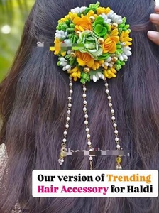 เฉลิมฉลองพิธีฮัลดีอย่างมีสไตล์ด้วยเครื่องประดับผมดอกไม้แฮนด์เมดสุดประณีตที่ออกแบบมาเพื่อความสดใสและมีเสน่ห์แบบเทศกาล - Product Image 3