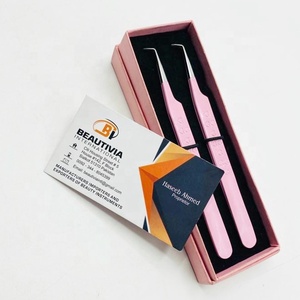 Pince à cils en acier inoxydable durable à Angle de 90 degrés Pince à cils professionnelle pointue à imprimé coeur rose pour bébé Hot - Product Image 3