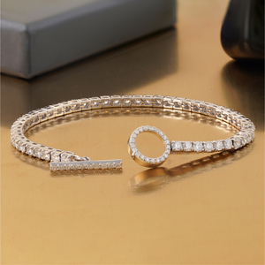 14K White Gold Tennis Bracelet with 5.17 CT Round Lab Grown Diamond <b>Toggle</b> Clasp Fashionable Jewelry - Product Image 2