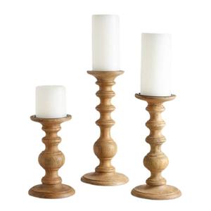 Porte-bougie en bois naturel fait à la main, décoration rustique pour la maison, centre de table décoratif - Product Image 1