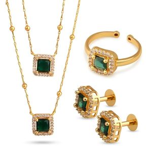 Parure de bijoux délicats pour femme en acier inoxydable plaqué platine avec zircon, collier pendentif cœur et œil superposés, boucles d'oreilles, pour fiançailles et mariage - Product Image 5