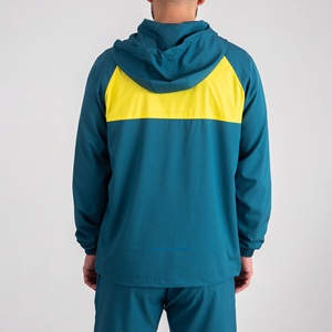 Wholesale Breathable Lightweight Color-Block Nylon <b>Windbreaker</b> Shorts Set Hooded Jacket Men's Casual Two Piece Street Outfit - Product Image 6