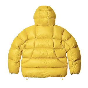 Chaqueta acolchada con capucha para hombre, abrigo de invierno relleno de plumón amarillo mostaza, con cremallera completa, grueso y aislante, ropa exterior informal, corte regular - Product Image 2