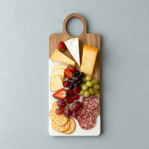 Planche à fromage en bois massif et marbre avec couteaux – Dernier design, ensemble de planches à découper pour cuisine à prix abordable - Product Image 1