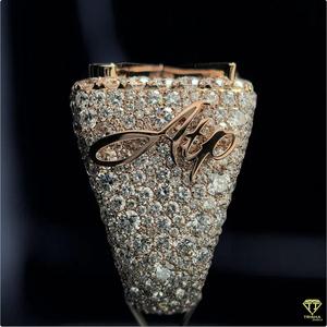 <b>Silver</b> Rose Gold Plated Custom Initial Letter Lab Grown Diamond <b>Ring</b> for <b>Men</b> Iced Out Hip Hop Statement Pinky <b>Ring</b> - Product Image 2