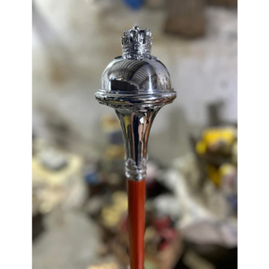 <b>Drum</b> Major Maces Wooden Material Made Silver Crown Head <b>Drum</b> Major Mace Embossed Ball Crown Crust In Low MOQ - Product Image 3
