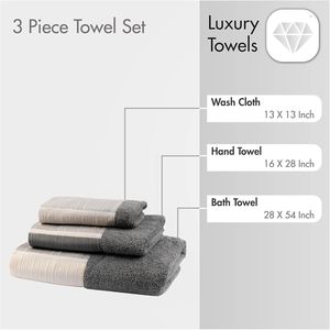 Set di Asciugamani da Bagno Grigi di Lusso Moderno, 3 Pezzi, Design Elegante Linea Moderna - Product Image 2