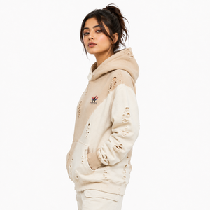 Sudadera con Capucha para Mujer, Estilo Desgastado, Tela de Felpa Suave, Efecto Lavado, Ajuste Cómodo, Bolsillo Canguro, Capucha Ajustable, Moda Casual - Product Image 3