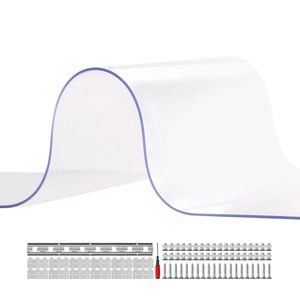 Tenda a Strisce Industriale in PVC Trasparente 96"H X 72"W X 0.08"Spessore, 12 Pezzi, Strisce Lisce per Congelatori e Refrigeratori, 12 Pezzi - Product Image 1