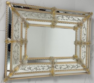 Gran espejo de pared de cristal de Murano atribuido a Barovier & Toso - Product Image 3
