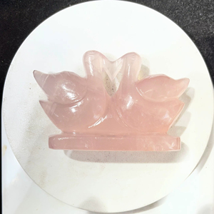 Wholesale Natural Rose Quartz Gemstone Swan Pair Carving Duck Love Birds <b>Statue</b> Feng Shui Healing Home Decor Gift - Product Image 6