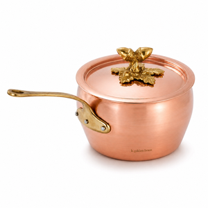 Cacerola de Cobre Puro Hecha a Mano con Asa y Tapa de Latón, Olla de Cobre para Leche, Olla de Cobre de Lujo para Cocinar, OEM ODM Venta al por Mayor Exportación - Product Image 1