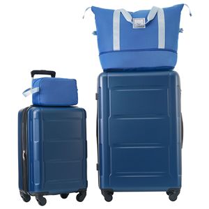Set di bagagli in ABS leggeri in 2 pezzi con ruote Spinner espansibili con serratura 20 pollici + 28 pollici valigia con ruote - Product Image 1