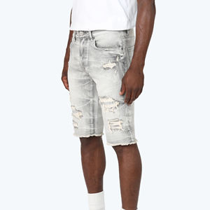 กางเกงยีนส์ขาสั้นผู้ชายทรงปกติแบบลำลองสั่งทำขายส่ง สไตล์ใหม่สีพื้นสำหรับขาย - Product Image 3