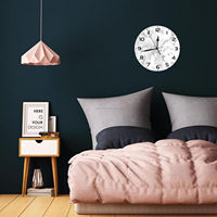 Jam Dinding Analog Quartz Bulat Marmer Putih Bertenaga Baterai Modern Dekoratif untuk Ruang Tamu Kamar Tidur Kantor