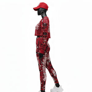 Conjunto de camiseta de malla y leggings de cintura alta para mujer, ropa deportiva ligera de poliéster y spandex elástico con estampado térmico personalizado, conjuntos para mujer - Product Image 3